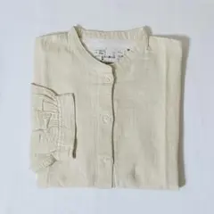 新品・無印良品　ふんわりしぼガーゼ　スタンドカラー八分袖パジャマ　Mのサムネイル