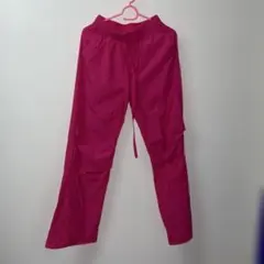 ピンク ワークパンツ ゴムウエスト