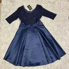 【新品タグ付き】LACE LADIES ワンピース レース 花柄 ネイビー M