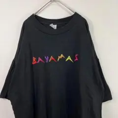 USA製 90s bahama シングルステッチ Tシャツ 刺繍 黒
