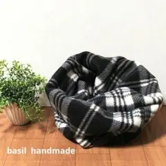 スヌード　マフラー　ネックウォーマー　ハンドメイド　白♡黒　チェック