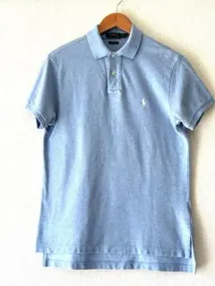 お値下げ POLO 水色 メンズ ポロシャツ 古着 M