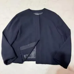 ✨未使用に近い✨23区 近年モデル ツイードノーカラージャケット 44 ネイビー