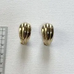 ゴールド 波状デザイン クリップ式イヤリング　ヴィンテージ　昭和レトロ