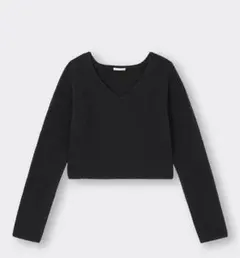 即日発送　パフィータッチＶネッククロップドセーター