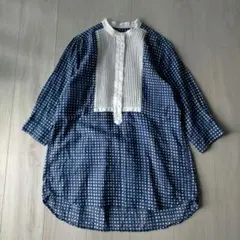 Sunny clouds リネンコットン チェック柄 ブザムシャツ チュニック