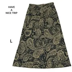 HAVE A NICE TRIPペイズリー柄ロングフレアスカート総柄L