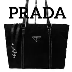 良品　PRADA プラダ　ショルダーバッグ　トートバッグ　ナイロン　レザー　黒