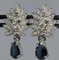 ヴィンテージ　ピアス　ブルークリスタル