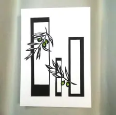 【切り絵】原画　A5サイズ　olive1