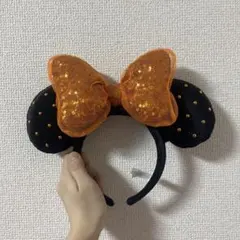 ミニーマウス風カチューシャ オレンジと黒