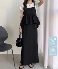 GeeRA【接触冷感・UV対策】楽ちん！細見えペプラムキャミワンピースのサムネイル