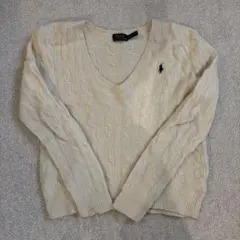 Polo Ralph Lauren アイボリー Vネックニット M