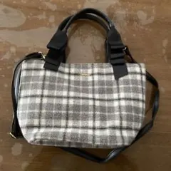 チェック柄トートバッグ リボン付き