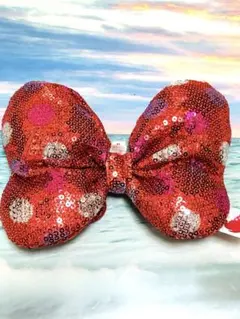 ディズニー スパンコール リボン ヘアアクセサリー ヘアゴム