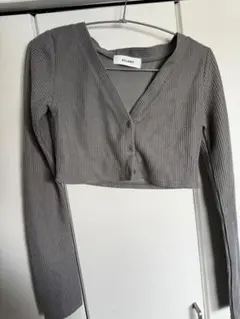 aclent グレー クロップドカーディガン