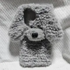 犬型 ファー素材 Galaxyウルトラ携帯ケース グレー　超美品✨