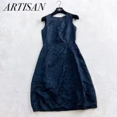 ARTISAN ノースリーブ ワンピース 膝丈 シルク 日本製 7 黒のサムネイル