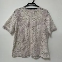 センスオブプレイス　ベージュ　レースカットソー　フリーサイズ