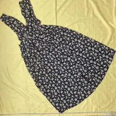 ネイビー 花柄 ロングジャンパースカート