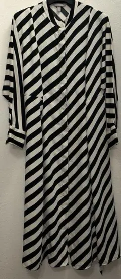 H&M ストライプシャツワンピース　前開き　 長袖