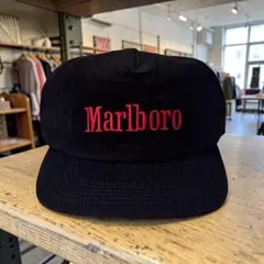 Marlboro マルボロ コーデュロイキャップ CAP ブラック 黒 赤刺繍