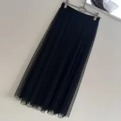 GU ジーユー　チュールフレアスカートZ+E Lサイズ　ブラック　ロングスカート