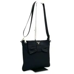 PRADA プラダ リボン ナイロン ショルダーバッグ 黒 メタルロゴ G金具