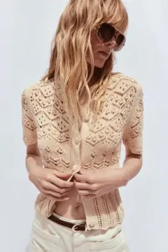 最終値下げ！【新品】ZARA ザラ ポインテルニットショートスリーブ 