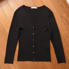 新品未使用＊アナイ アセテート ポリエステル V カーディガン ブラック 洗濯可