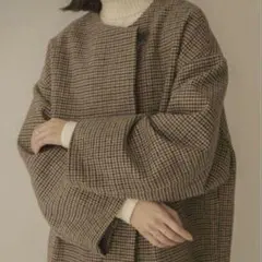 2026年最新】eaphi no collar wool check coatの人気アイテム - メルカリ