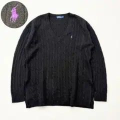 【極美品】ポロラルフローレン ケーブルニット ブラック　近年　ポニー刺繍　M 2025年最新】ラルフローレン ニット ビッグポニーの人気アイテム