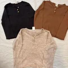 H&M コットン ヘンリーネックTシャツ 3枚セット