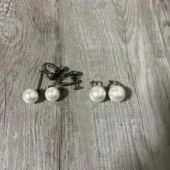 3F 【美品】パールイヤリング 2点セット（ネジバネ式・クリップ式）冠婚葬祭