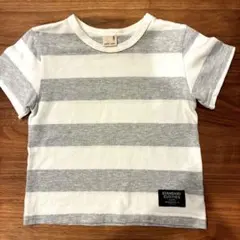 petit main 薄手パイル地カットソー　グレー×白