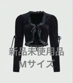 ROMWE Goth ベロア×レースのタイ付きクロップトップ カーディガン M