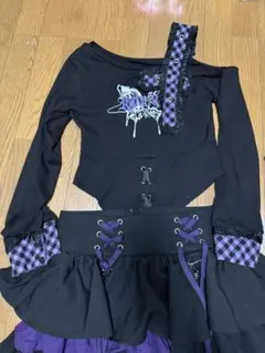 Cxxxxxl Girl キュロットスカート 黒と紫 チェック柄 set2点
