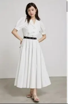 美品　rienda リエンダ　ウエストロゴ　ロング　ワンピース　S バック