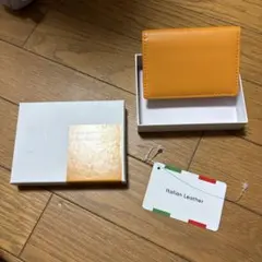 【新品・箱付】イタリアンレザー 名刺入れ オレンジ カードケース 本革