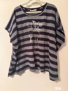 美品　ピュアルセシンストライプ Tシャツ アルパカ イラスト 半袖のサムネイル