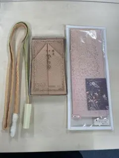 未使用　襟　帯締め　高級重ね襟 赤色 正絹 100% 着付け小物セット ピンク系