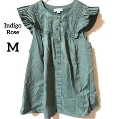 Indigo Rose グリーン ノースリーブシャツ M