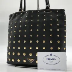 ✨極希少・美品✨ プラダ トートバッグ 三角ロゴ スタッズ ミニ オールレザー