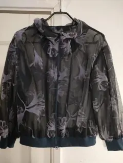 希少90s✦YukikoHanai花井幸子シアーフラワープリントブルゾンL