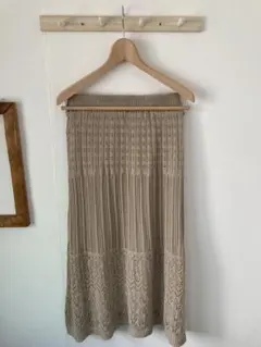 AS KNOW ASベージュ ニット タイトスカート 編み込みデザイン