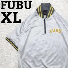 フブ 刺繍ロゴ ハーフジップ 半袖 トラックジャケット XL グレー FUBUのサムネイル
