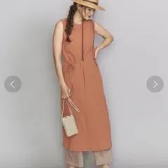 BEAUTY&YOUTH クレープウエストタックノースリーブワンピース Lサイズ
