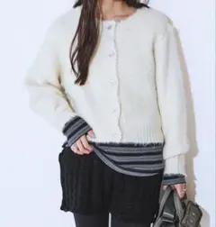 3Gリッチシャギーショートクルーカーディガン　JEANASIS