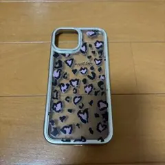 iPhone15ケース レオパード柄 ハート柄