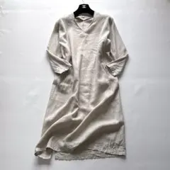 evam eva エヴァムエヴァ リネンロングワンピース グレージュ Vネックのサムネイル